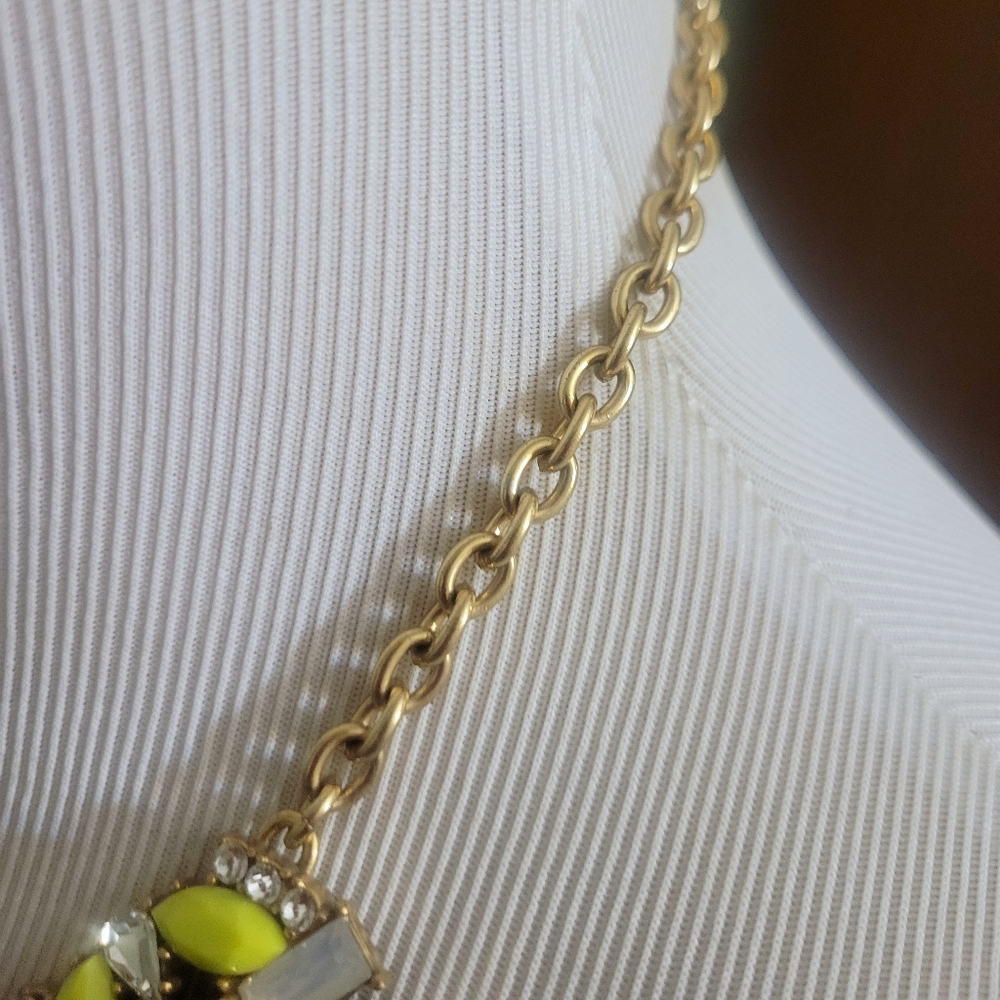 J. Crew Bright Yellow Opalescent and Navy Statement Necklace - Picture 5 of 7